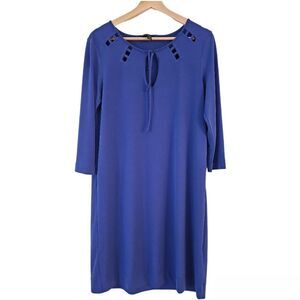 2/$15 Banana Republic Women 3/4 Sleeve Shift Midi Dress Blue M